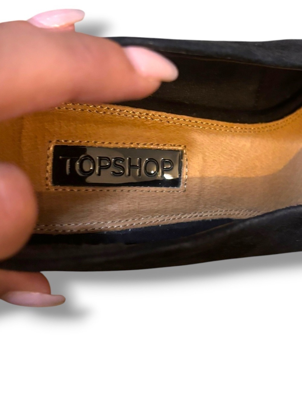 Topshop Grove Black Suede Pointed Toe Block Heel Pumps Women’s US 8.5 - Picture 6 of 9